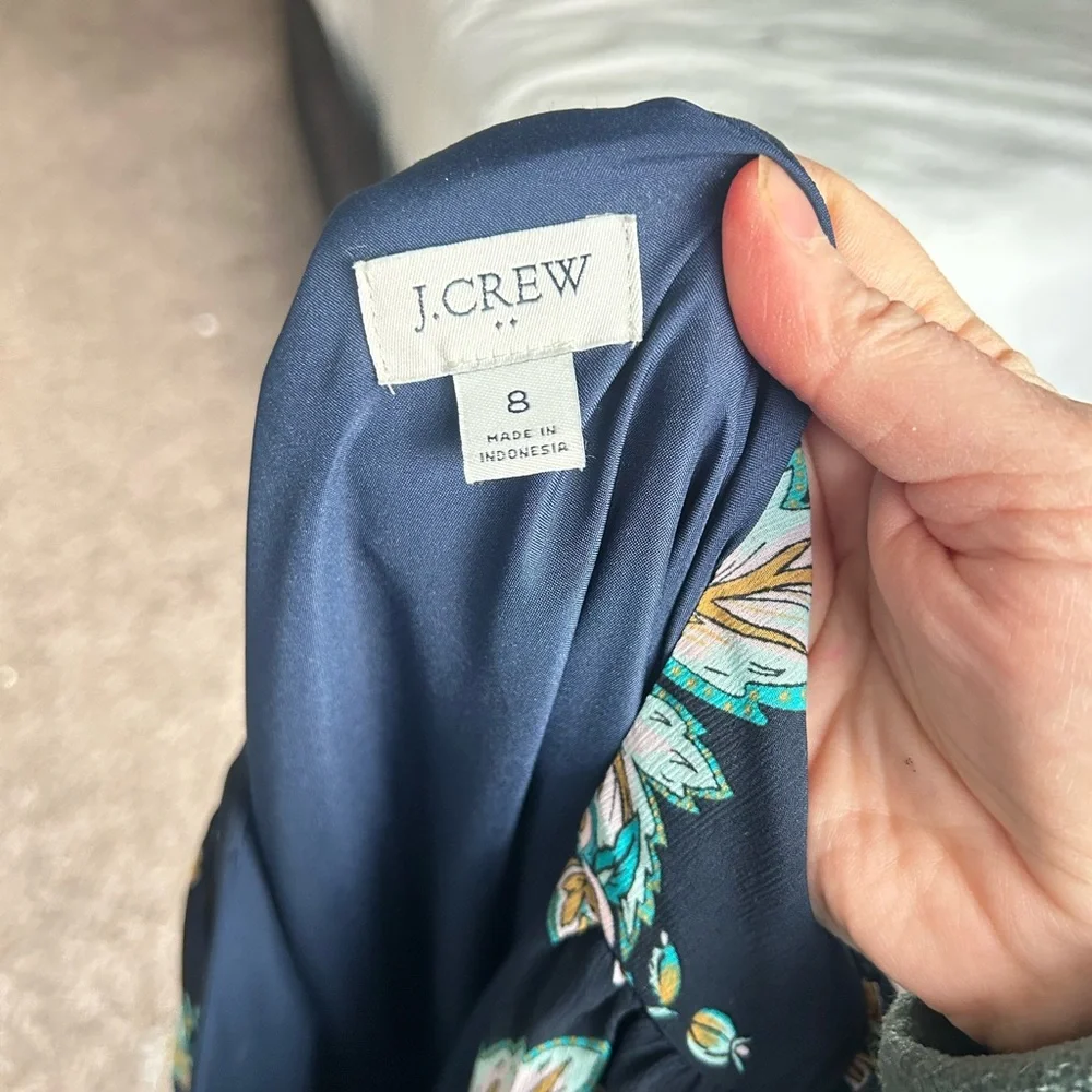 J.Crew Floral Navy Long Sleeve Dress